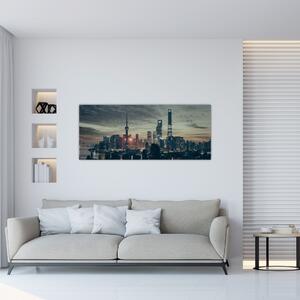 Obraz mesta za súmraku (120x50 cm)