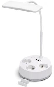 Aigostar - LED Stmievateľná stolná lampa so zásuvkami a USB LED/4,6W/230V biela