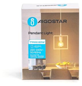 Aigostar - LED drevený luster na lanku 1xE27/9W/230V 2200K borovica