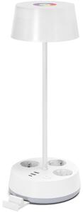 Aigostar-LED RGBW Stmievateľná stolová lampa s zásuvkami a USB LED/4,6W/230V biela