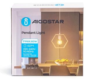 Aigostar - LED drevený luster na lane 1xE27/9W/230V 2200K borovica