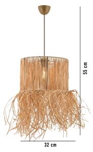 Závesný luster na lanku NESS 1xE27/40W/230V, rafia