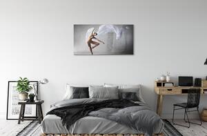 Obraz canvas Žena tancuje biely materiál 100x50 cm