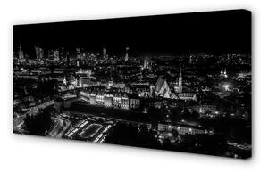 Obraz na plátne Nočná panoráma Varšavy mrakodrapov 125x50 cm