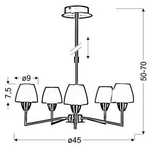 Luster na tyči TOGO 5xG9/40W/230V matný chróm/biela