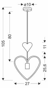 Detský závesný luster HEART 1xE27/20W/230V ružová/biela