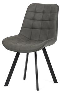 Autronic - Židle jídelní, šedá látka v dekoru broušené kůže, černý kov - HC-V3066 GREY3