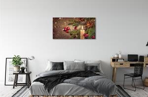 Obraz na plátne Vetvičky ozdoby sviečka kužele 100x50 cm
