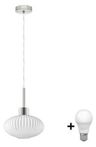 LED luster na lanku HARMA 1xE27/60W/230V pr. 25 cm matný chróm/biela