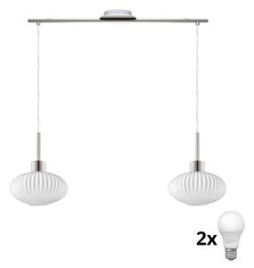LED luster na lanku HARMA 2xE27/60W/230V matný chróm/biela