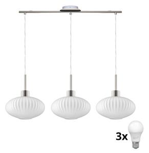 LED luster s lankom HARMA 3xE27/60W/230V matný chróm/biela