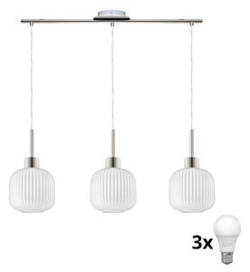 LED luster na lanku HARMA 3xE27/60W/230V matný chróm/biela