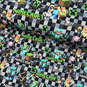 Metráž Teplákovina digital - Minecraft Square sivá