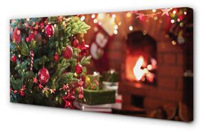 Obraz na plátne Ozdoby vianočný strom darčeky 100x50 cm