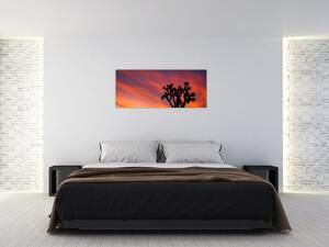 Obraz západu slnka nad siluetou stromu (120x50 cm)