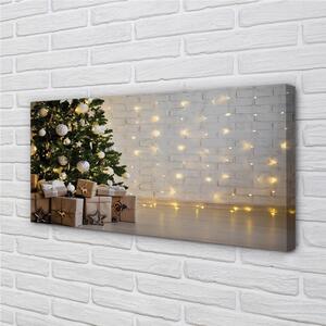 Obraz na plátne Ozdoby na vianočný stromček darčeky 100x50 cm