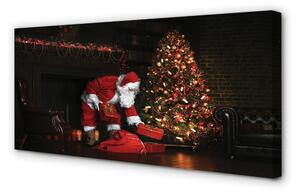 Obraz na plátne Ozdoby na vianočný stromček darčeky Claus 100x50 cm