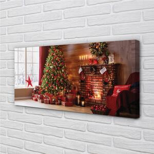 Obraz na plátne Ozdoby na vianočný stromček darčeky ohnisko 100x50 cm