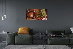 Obraz na plátne Krbové darčeky vianočné stromčeky 100x50 cm