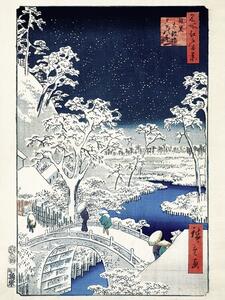 Umelecká tlač Hokusai - Drum Bridge At Meguro, Utagawa Hiroshige, (30 x 40 cm)
