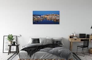 Obraz na plátne Mesto v noci Grécko Coast 100x50 cm