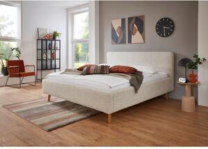 Béžová čalúnená dvojlôžková posteľ s úložným priestorom a roštom 160x200 cm Mattis – Meise Möbel