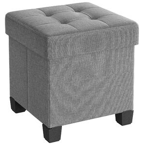 Dekorstudio Taburetka s úložným priestorom LSF014G02 z látky s imitáciou ľanu 38x38x40 cm - svetlosivá