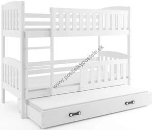 Poschodová posteľ s prístelkou KUBO 3 - 200x90cm Biela - Biela