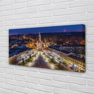Obraz na plátne Nočná panoráma Krakow kostola 100x50 cm