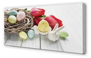 Obraz na plátne vajcia tulipány 100x50 cm