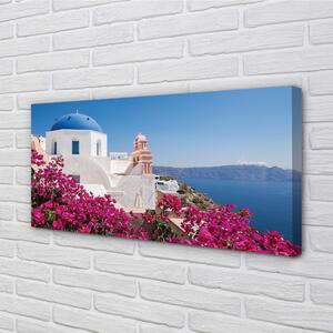 Obraz na plátne Grécko kvety morské stavby 100x50 cm