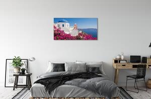 Obraz na plátne Grécko kvety morské stavby 100x50 cm
