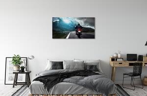 Obraz canvas Motocykla horskej ceste muž neba 100x50 cm