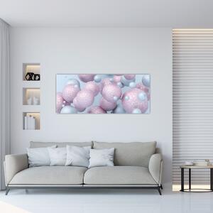 Abstraktný obraz - Pastelové guľa (120x50 cm)