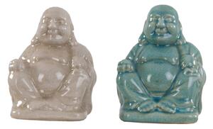 Estila Štýlová etno keramická glazúrovaná soška Budha v béžovej farbe s lesklým povrchom 16 cm