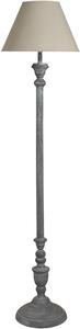Estila Štýlová vintage sivá vysoká stojaca lampa Ithaka s kužeľovým ľanovým krémovým tienidlom 155 cm