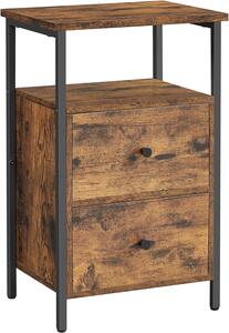 VASAGLE Nočný stolík s dvoma zásuvkami a policou 38 x 60 x 28 cm
