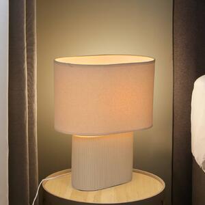 COREP Stolová lampa Santorini slonovinová/béžová 38 cm ľan/keramika, Krémová / jantárovo žltá, Obývacia izba / jedáleň, Keramický, Stojacie svietidlo