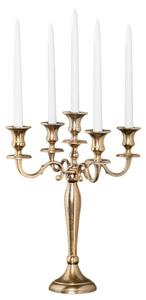 Estila Zámocký kovový zlatý svietnik Gold Barock s piatimi držiakmi na sviečky 40 cm