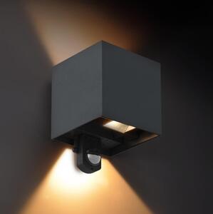 Brilagi - LED vonkajšie nástenné svietidlo s čidlom CUBE LED/6W/230V antracit
