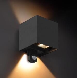 Brilagi - LED vonkajšie nástenné svietidlo so senzorom CUBE LED/6W/230V čierne