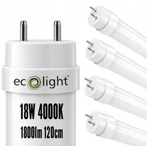 BERGE 4x LED trubicové svetlo 18W T8 120cm 1800lm 4000K neutrálna biela