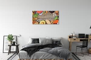 Obraz canvas Fazuľa brokolica avokádo orechy 100x50 cm