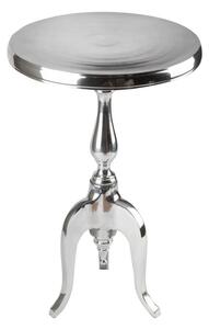 Estila Štýlový barokový glamour okrúhly strieborný príručný stolík Modern Barock z chrómu s tromi kabriolovými nožičkami 55 cm