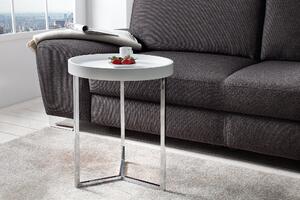 Estila Art deco okrúhly príručný stolík Modul s matnou sivou doskou a striebornou chrómovou kovovou podstavou 40 cm