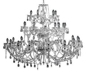 Estila Luxusný zámocký okrúhly závesný luster Karat s tridsiatimi ramenami a priehľadnými krištáľmi 120 cm
