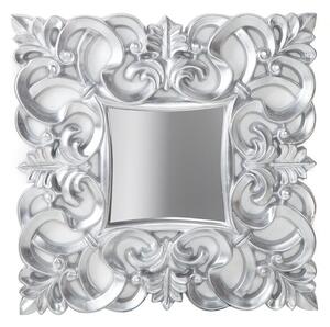 Estila Glamour štvorcové nástenné zrkadlo Venice so strieborným ozdobným rámom s plastickým vzorom v klasickom štýle 75 cm