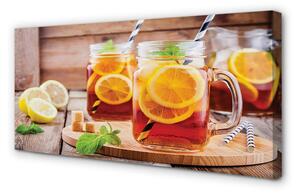 Obraz canvas Ice Tea citrusové slamky 125x50 cm