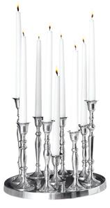 Estila Štýlový glamour strieborný svietnik Modern Barock z kovu s deviatimi držiakmi na sviečky a okrúhlou podstavou 30 cm