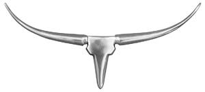 Estila Glamour závesná nástenná dekorácia Bull v striebornej farbe v tvare lebky býka s chrómovým povrchom 75 cm